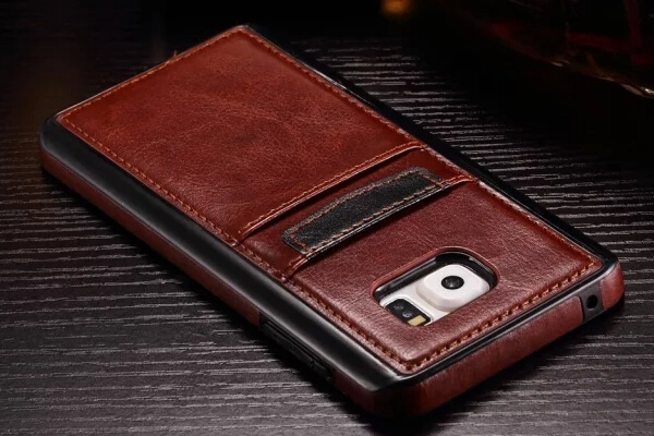Luxury PU credit card pocket case for Galaxy S6 Note 5