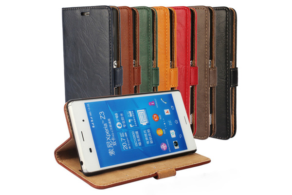 Sony Z4 leather wallet stand case
