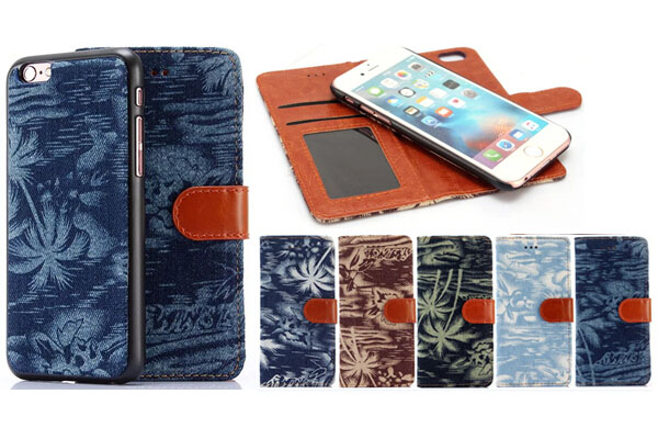 Jeans color coconut tree design 2 IN 1 leather cover 
