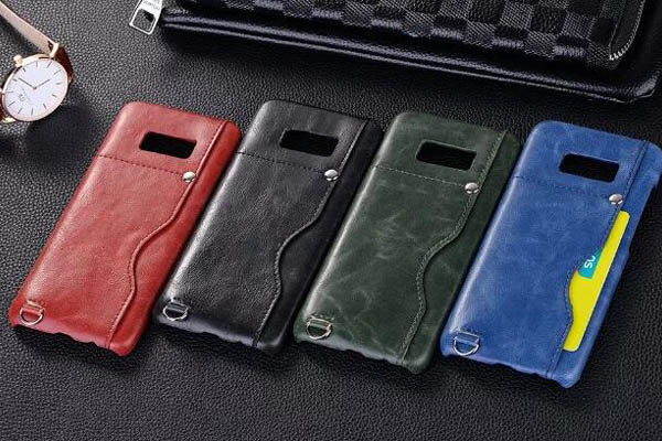 Samsung S8 card slot leather back cover 