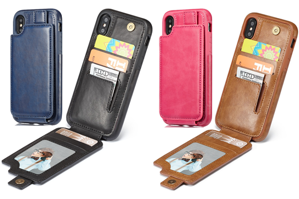 iPhone X flip card slot leather back cover