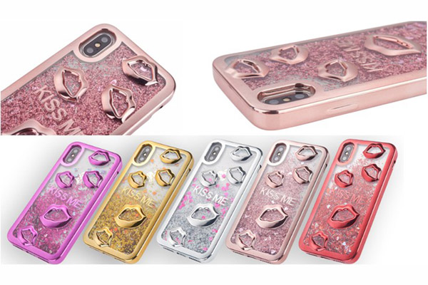 iPhone x 3D Lips Quicksand Case