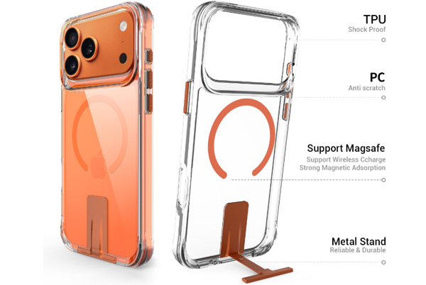 iPhone 17  Pro Max Transparent MagSafe Stand Case